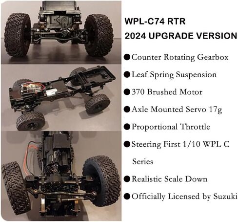 شاحنة GoolRC RC، WPL C74 RC Crawler 1/10 مقياس سيارة التحكم عن بعد، 4WD جميع التضاريس على الطرق الوعرة RC Rock Crawler، سيارة تسلق RC 2.4 جيجا هرتز مع أضواء LED وبطاريتين للبالغين in Saudi Arabia