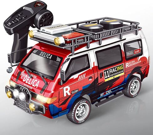 1/24 RC Crawler, 4WD Delica RC Car W/ 2.4GHz Remote, Mitsubishi RTR Offroad RC Truck for Adults Hobby Gifts Toys (Red) in Saudi Arabia