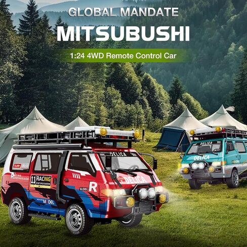 1/24 RC Crawler, 4WD Delica RC Car W/ 2.4GHz Remote, Mitsubishi RTR Offroad RC Truck for Adults Hobby Gifts Toys (Red) in Saudi Arabia