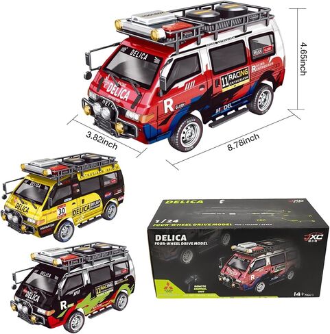 1/24 RC Crawler, 4WD Delica RC Car W/ 2.4GHz Remote, Mitsubishi RTR Offroad RC Truck for Adults Hobby Gifts Toys (Red) in Saudi Arabia