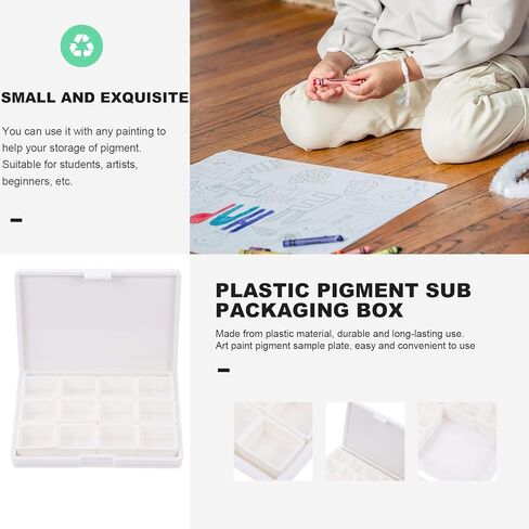 GLSTOY Portable Plastic Watercolor Pigment Storage Box with 12 Compartments and 12 Sub-Packing Blocks for Artists and Students, Paint Organizer for Painting and Craft Supplies in Saudi Arabia