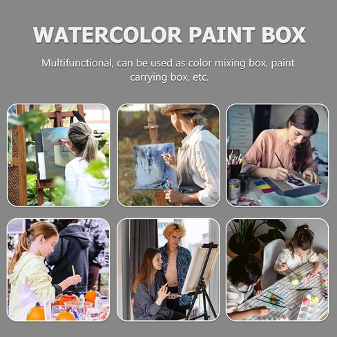 GLSTOY Portable Plastic Watercolor Pigment Storage Box with 12 Compartments and 12 Sub-Packing Blocks for Artists and Students, Paint Organizer for Painting and Craft Supplies in Saudi Arabia