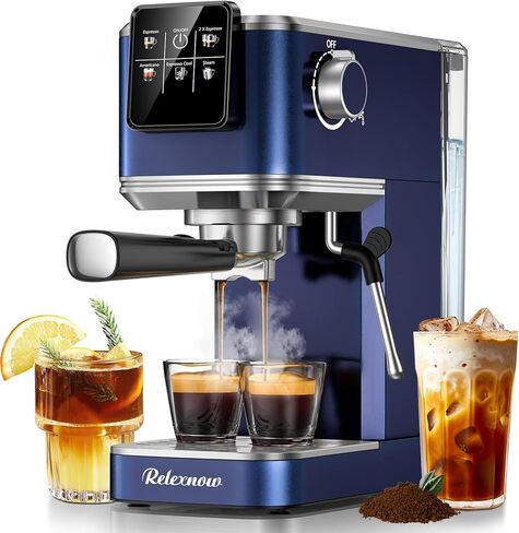 Espresso Machine, 20 Bar Espresso Maker Milk Frother & LCD Panel, Hot & Iced Coffee Machine, Stainless Steel Espresso Coffee Machine with 41oz Water Tank for Cappuccino, Latte in Saudi Arabia