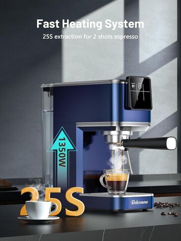 Espresso Machine, 20 Bar Espresso Maker Milk Frother & LCD Panel, Hot & Iced Coffee Machine, Stainless Steel Espresso Coffee Machine with 41oz Water Tank for Cappuccino, Latte in Saudi Arabia