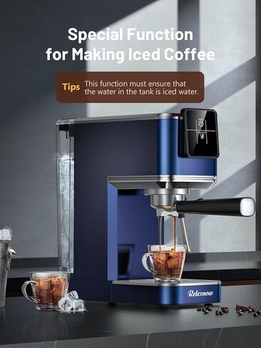 Espresso Machine, 20 Bar Espresso Maker Milk Frother & LCD Panel, Hot & Iced Coffee Machine, Stainless Steel Espresso Coffee Machine with 41oz Water Tank for Cappuccino, Latte in Saudi Arabia
