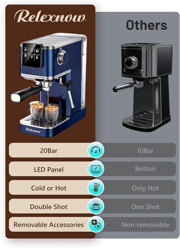 Espresso Machine, 20 Bar Espresso Maker Milk Frother & LCD Panel, Hot & Iced Coffee Machine, Stainless Steel Espresso Coffee Machine with 41oz Water Tank for Cappuccino, Latte in Saudi Arabia