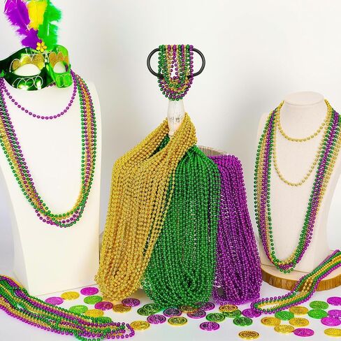 300PCS Mardi Gras Beads Bulk, Mardi Gras Beads Necklace, Parade Throw Accessories Set Decorations Party Supplies in Saudi Arabia