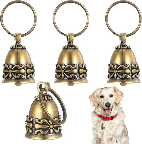 Bremorou Brass Bells Hanging Copper Collar Bell For Small Pet 1.8 Inch Pure Copper Retro Craft Bell Dog Collar Bells Vintage Brass Hanging Bell For Small Dogs Kitten Puppy Outside in Saudi Arabia