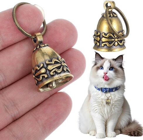 Bremorou Brass Bells Hanging Copper Collar Bell For Small Pet 1.8 Inch Pure Copper Retro Craft Bell Dog Collar Bells Vintage Brass Hanging Bell For Small Dogs Kitten Puppy Outside in Saudi Arabia