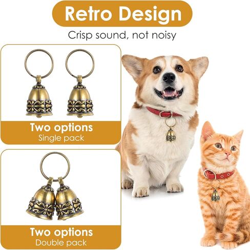 Bremorou Brass Bells Hanging Copper Collar Bell For Small Pet 1.8 Inch Pure Copper Retro Craft Bell Dog Collar Bells Vintage Brass Hanging Bell For Small Dogs Kitten Puppy Outside in Saudi Arabia
