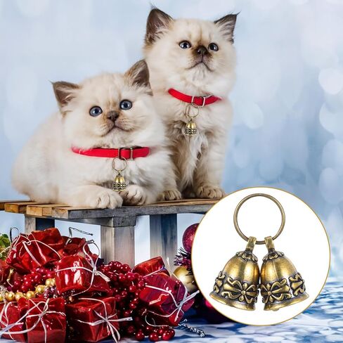 Bremorou Brass Bells Hanging Copper Collar Bell For Small Pet 1.8 Inch Pure Copper Retro Craft Bell Dog Collar Bells Vintage Brass Hanging Bell For Small Dogs Kitten Puppy Outside in Saudi Arabia