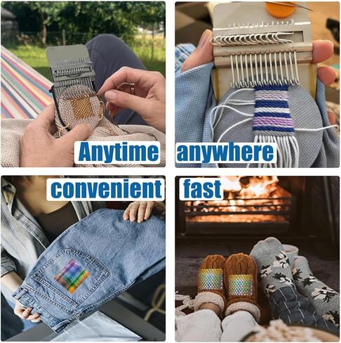 رقعة بوبانول المتماسكة، مجموعة نول الحياكة، نول صغير للمبتدئين، مجموعة رقعة متماسكة تستخدم لإصلاح الثقوب في الجوارب والملابس والجينز، مريحة للحمل وسهلة الاستخدام (14 خطافًا) in Kuwait