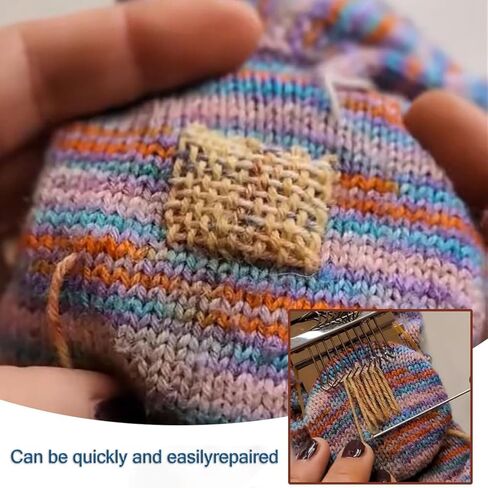 رقعة بوبانول المتماسكة، مجموعة نول الحياكة، نول صغير للمبتدئين، مجموعة رقعة متماسكة تستخدم لإصلاح الثقوب في الجوارب والملابس والجينز، مريحة للحمل وسهلة الاستخدام (14 خطافًا) in Kuwait