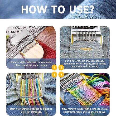 رقعة بوبانول المتماسكة، مجموعة نول الحياكة، نول صغير للمبتدئين، مجموعة رقعة متماسكة تستخدم لإصلاح الثقوب في الجوارب والملابس والجينز، مريحة للحمل وسهلة الاستخدام (14 خطافًا) in Kuwait