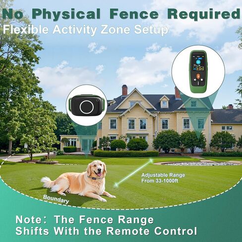 4-in-1 Wireless Dog Fence System Electric Dog Fence with Training Collar & Anti-Bark Collar, Real-Time Pet Status Display, Portable Waterproof Outdoor Pet Containment System in Kuwait
