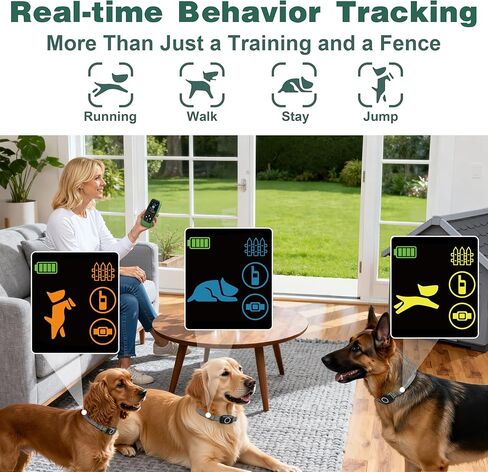 4-in-1 Wireless Dog Fence System Electric Dog Fence with Training Collar & Anti-Bark Collar, Real-Time Pet Status Display, Portable Waterproof Outdoor Pet Containment System in Kuwait