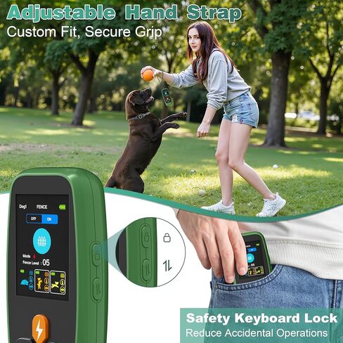 4-in-1 Wireless Dog Fence System Electric Dog Fence with Training Collar & Anti-Bark Collar, Real-Time Pet Status Display, Portable Waterproof Outdoor Pet Containment System in Kuwait