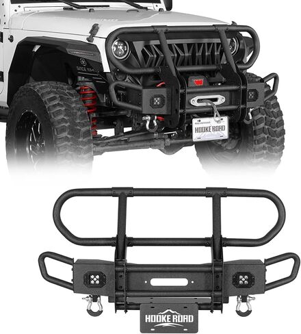 Hooke Road Wrangler Grille Brush Bumper Guard Steel Bull Bar for 2007-2018 Jeep Wrangler JK & Unlimited 2/4 Doors, Rock Crawler Tubular Front Bumper in Saudi Arabia