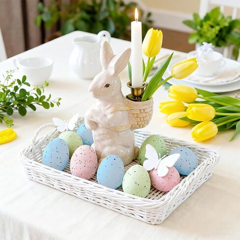 24Pcs Easter Speckled Eggs - Assorted Sizes Faux Pastel Chicken Eggs for Vase & Bowl Filler, DIY Easter Spring Home Party Favors and Wedding Table Decorations in Kuwait