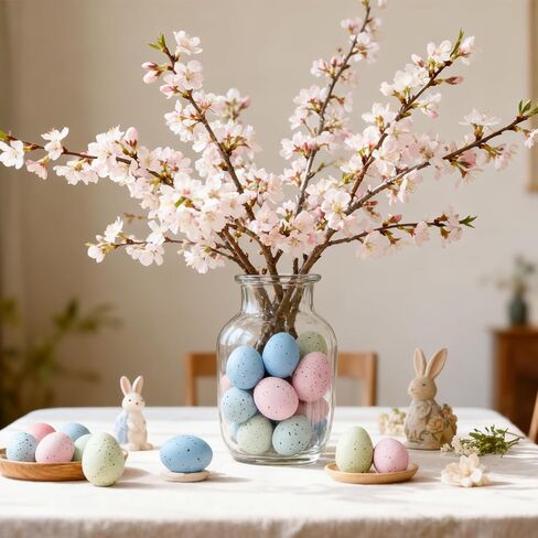 24Pcs Easter Speckled Eggs - Assorted Sizes Faux Pastel Chicken Eggs for Vase & Bowl Filler, DIY Easter Spring Home Party Favors and Wedding Table Decorations in Kuwait