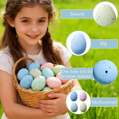 24Pcs Easter Speckled Eggs - Assorted Sizes Faux Pastel Chicken Eggs for Vase & Bowl Filler, DIY Easter Spring Home Party Favors and Wedding Table Decorations in Kuwait