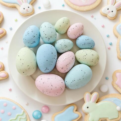 24Pcs Easter Speckled Eggs - Assorted Sizes Faux Pastel Chicken Eggs for Vase & Bowl Filler, DIY Easter Spring Home Party Favors and Wedding Table Decorations in Kuwait