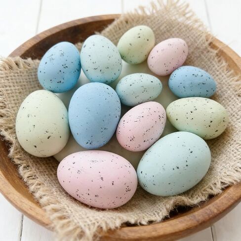 24Pcs Easter Speckled Eggs - Assorted Sizes Faux Pastel Chicken Eggs for Vase & Bowl Filler, DIY Easter Spring Home Party Favors and Wedding Table Decorations in Kuwait