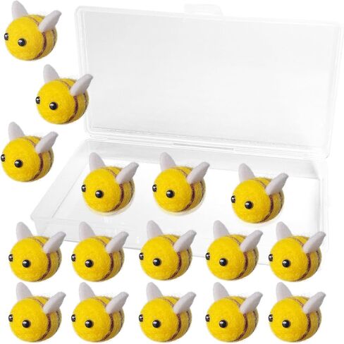 YUBONUS 16Pcs Wool Felt Bees with Box 1″ Big Size, Cute Bee Craft Balls for Room Shower Gift Decorations, Nursery Decor DIY Party Favors in Kuwait