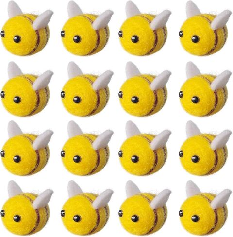 YUBONUS 16Pcs Wool Felt Bees with Box 1″ Big Size, Cute Bee Craft Balls for Room Shower Gift Decorations, Nursery Decor DIY Party Favors in Kuwait