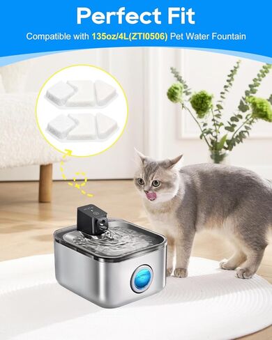 24 Pack Cat Water Fountain Filters Compatible with Speedeer Wireless Cat Fountain Stainless Steel Filters 135oz/4L ZTI0506 Filter for Cats with Pre-Filter Sponges in Saudi Arabia