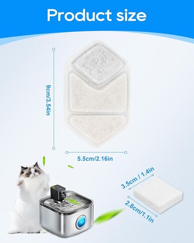 24 Pack Cat Water Fountain Filters Compatible with Speedeer Wireless Cat Fountain Stainless Steel Filters 135oz/4L ZTI0506 Filter for Cats with Pre-Filter Sponges in Saudi Arabia