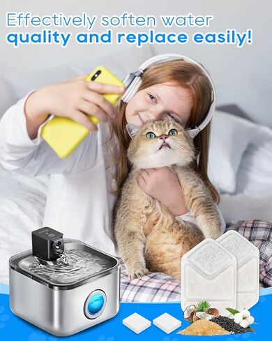 24 Pack Cat Water Fountain Filters Compatible with Speedeer Wireless Cat Fountain Stainless Steel Filters 135oz/4L ZTI0506 Filter for Cats with Pre-Filter Sponges in Saudi Arabia