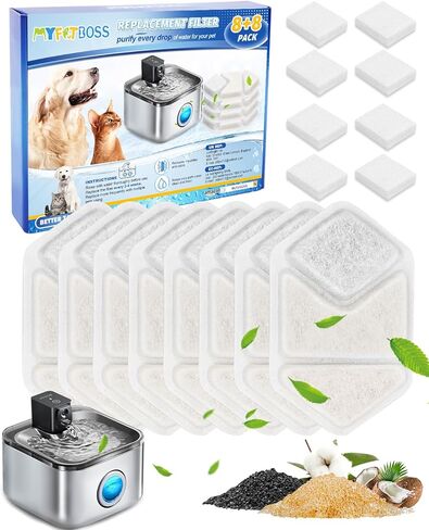 24 Pack Cat Water Fountain Filters Compatible with Speedeer Wireless Cat Fountain Stainless Steel Filters 135oz/4L ZTI0506 Filter for Cats with Pre-Filter Sponges in Saudi Arabia