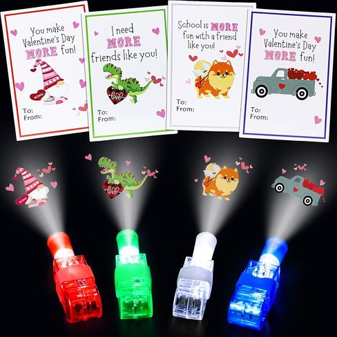 28 Pack Finger Lights Class Valentines Day Cards Gifts for Kids School Classroom Non Candy Bulk Valentines Day Treats Party Favors for Kids Boys Girls Valentines Exchange Gift Goodie Bags Stuffers in Saudi Arabia