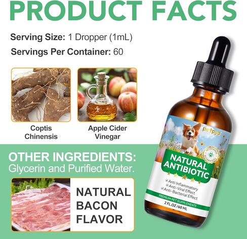 Antibiotics for Dogs, 60ML Natural Antibiotics for Dogs, Dog Antibiotics, Dog Supplies Antibiotics, Dog Multivitamin for Pets, Natural Dog Antibiotics Supports Dog Allergy and Itch Relief in Saudi Arabia