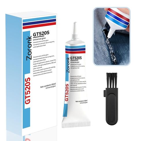 Fabric Glue Permanent 60 ML, Washable Clear Adhesive for Clothes, Iron on Patches, Rhinestones, Leather, Hats, Denim and Crafts, Quick Dry Waterproof No Sew Solution in Kuwait