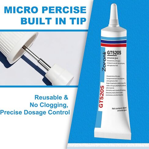 Fabric Glue Permanent 60 ML, Washable Clear Adhesive for Clothes, Iron on Patches, Rhinestones, Leather, Hats, Denim and Crafts, Quick Dry Waterproof No Sew Solution in Kuwait