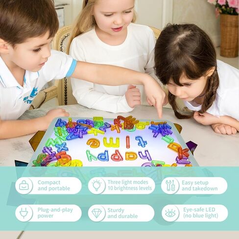 16" LED Light Table for Toddlers with 10 Brightness Levels & 3 Color Modes, Durable Portable Light Box for Kids Sensory Play, Tracing & Art, Fits IKEA Flisat Table, Ideal for Home & Classroom(Orange) in Saudi Arabia