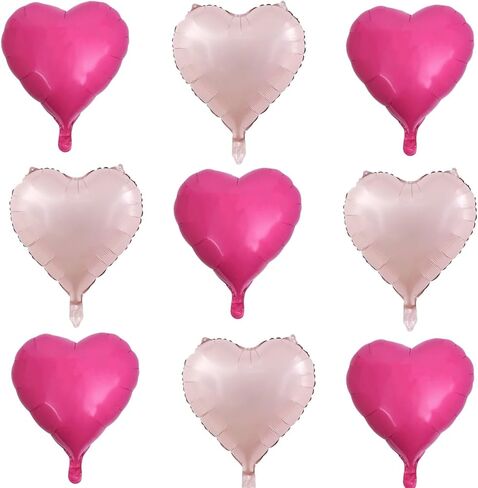 30 Heart Balloons - 18" Foil Mylar Love Balloons for Valentine's Day, Proposals, Weddings, Anniversaries, Birthdays - Hot Pink, Red, Pink in Saudi Arabia
