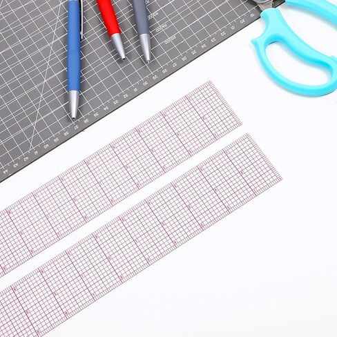 مسطرة خياطة شفافة، قطعتان مسطرة شفافة شبكية بلاستيكية مقاس 2 × 12 بوصة مع أداة قياس مستقيمة بمقياس الساندويتش لتصنيف الأنماط، صناعة اللحف، تصميم الملابس اليدوية in Kuwait