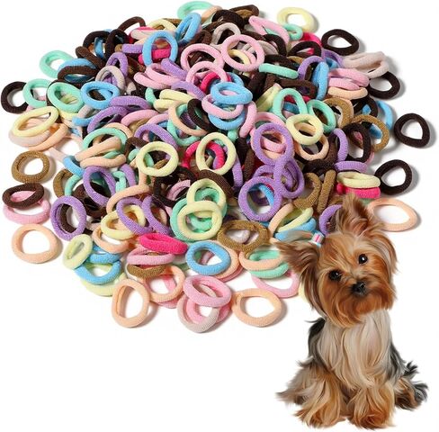 300 Pcs Dog Hair Ties, 1 Inch Nylon Seamless Hair Bands for Small Dog Puppy Girl, Yorkie, Knots, Ponytails, Mixedcolor in Kuwait