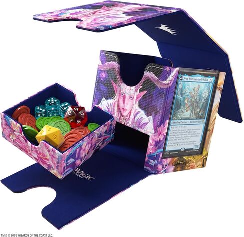Gamegenic Magic: The Gathering Lorwyn Eclipsed Sidekick PRO 100+XL - تصميم Morcants Loyalist/Dawnhand Euologist، صندوق سطح قابل للتحويل، يحمل أكثر من 100 بطاقة مزدوجة الأكمام، شاشة عرض قائد التحميل الجانبي in Kuwait