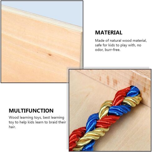 Ipetboom Kids Hair Braiding Tool Wooden Braid Practice Board Early Educational Toy for Fine Motor Skills Development and Hand-Eye Coordination 11.81X3.74X1.57In in Kuwait