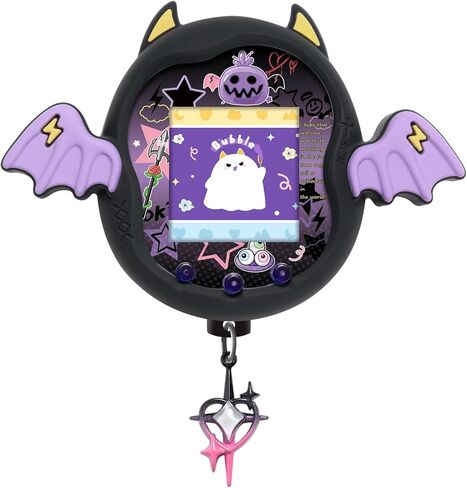 حافظة جناح الشيطان لـ Tamagotchi Uni، غطاء من السيليكون مع ملصق لوحة ليزر ثلاثية الأبعاد وسدادة غبار على شكل نجمة، مجموعة 3 في 1 (أرجواني) in Kuwait