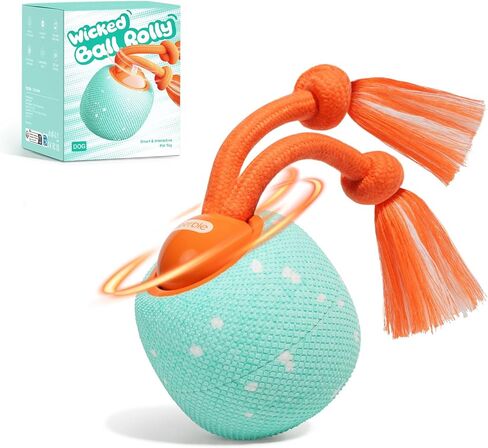 لعبة ذكية تفاعلية للكلاب، كرة شريرة رولي، تتحرك تلقائيًا، ارتداد، دوار، مادة E-TPU، كرة كلب تفاعلية نشطة متدحرجة للكلاب المتوسطة والكبيرة in Kuwait