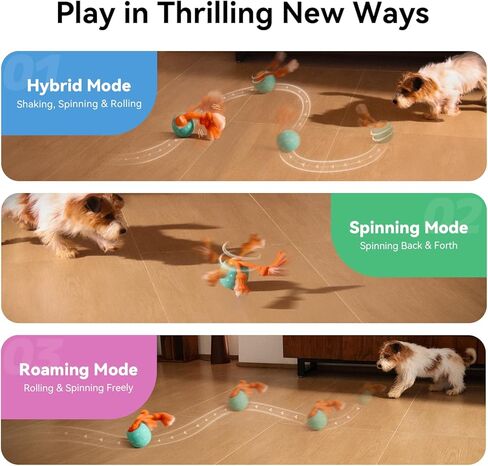 لعبة ذكية تفاعلية للكلاب، كرة شريرة رولي، تتحرك تلقائيًا، ارتداد، دوار، مادة E-TPU، كرة كلب تفاعلية نشطة متدحرجة للكلاب المتوسطة والكبيرة in Kuwait