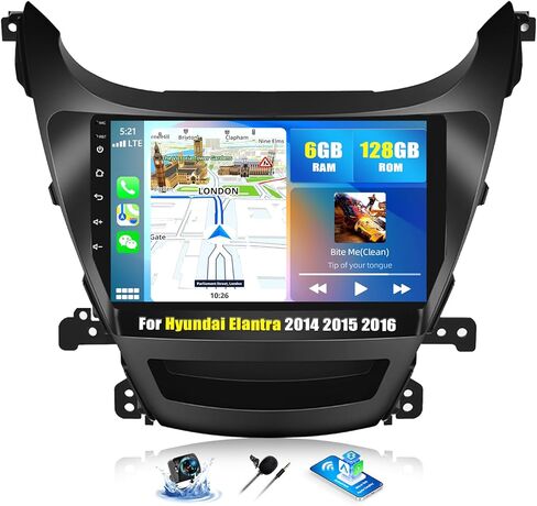 ستيريو سيارة أندرويد 2+32 جيجا لسيارة Hyundai Elantra 2014 2015 2016 Apple Carplay Android Auto Mirror Link Change Wallpaper Theme 9 بوصة تعمل باللمس راديو FM RDS HiFi Bluetooth WiFi GPS+ AHD Camera & MIC in Kuwait