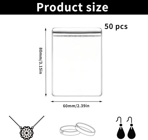 55 Pcs Small Clear PVC Jewelry Pouches, Anti Oxidation Zipper Bags, Transparent Small Plastic Jewelry Bags for Packaging Earrings NecklacesJewelry Organizer or Snacks Seeds Biscuits(2.36x3.15) in Saudi Arabia