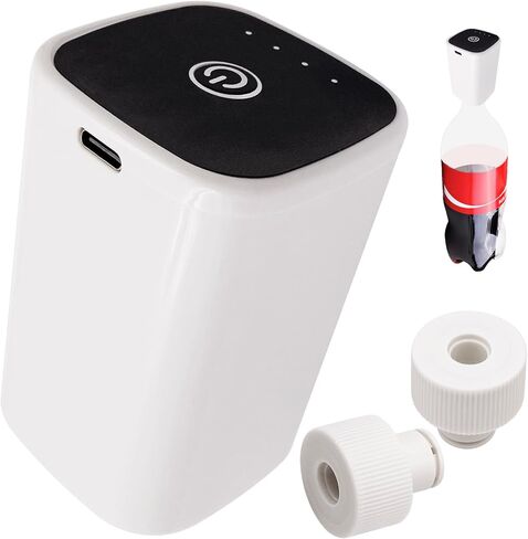 Fizz Keeper Pump USB Charging Includes 2 Reusable Cap to Keep Carbonated Beverages More Bubbly and Fizzy, Fits Standard Carbonated Beverage Cap (White) in Saudi Arabia