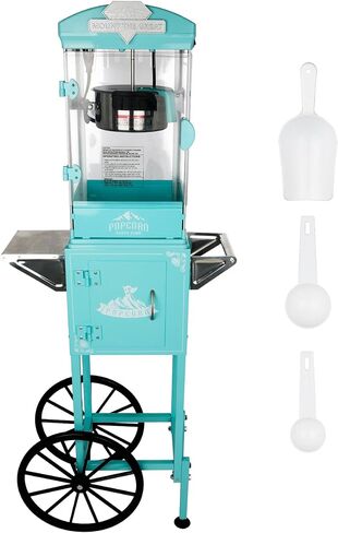 ماكينة صنع الفشار بسعة 8 أونصة مع عربة (وردي) - صانع الفشار العتيق - تشغيل بلمسة واحدة، تصنع ما يصل إلى 30 كوبًا لليالي الأفلام والحفلات والمناسبات in Kuwait